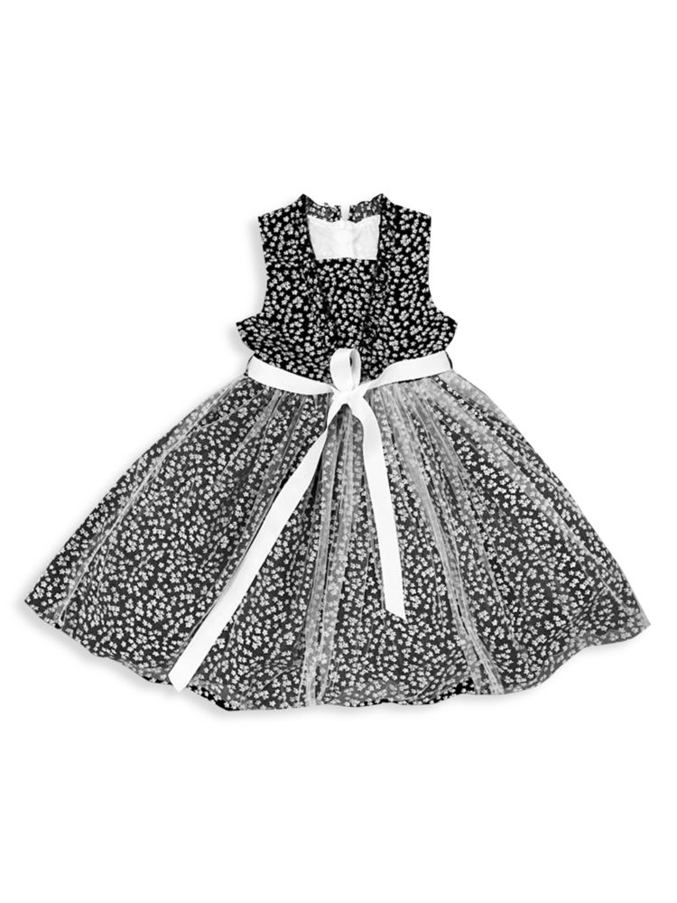 Платье с цветочным принтом для маленьких девочек и девочек Joe-Ella, черный вязаное платье с узором гусиные лапки для маленьких девочек и девочек joe ella цвет black white