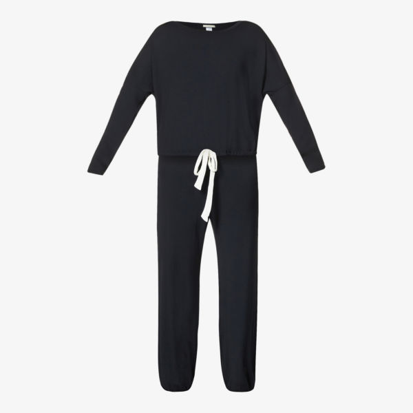Пижамный комплект Gisele с напуском из эластичного джерси Eberjey, черный eberjey пижамный комплект gisele из эластичного модала черный