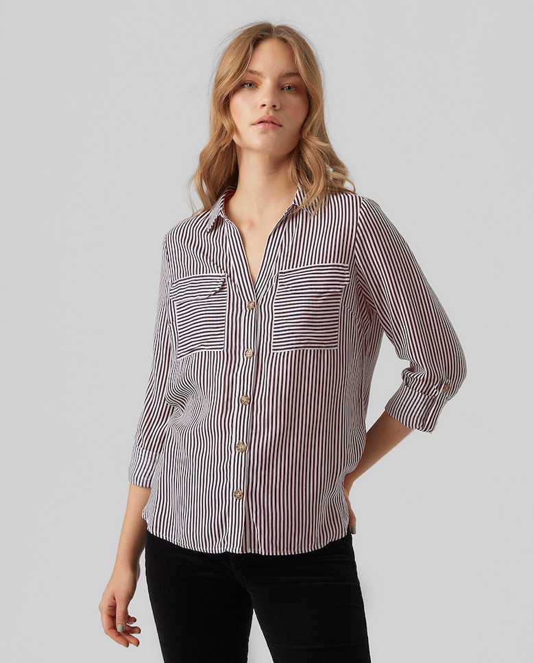 Женская рубашка на пуговицах с длинным рукавом Vero Moda, гранатовый