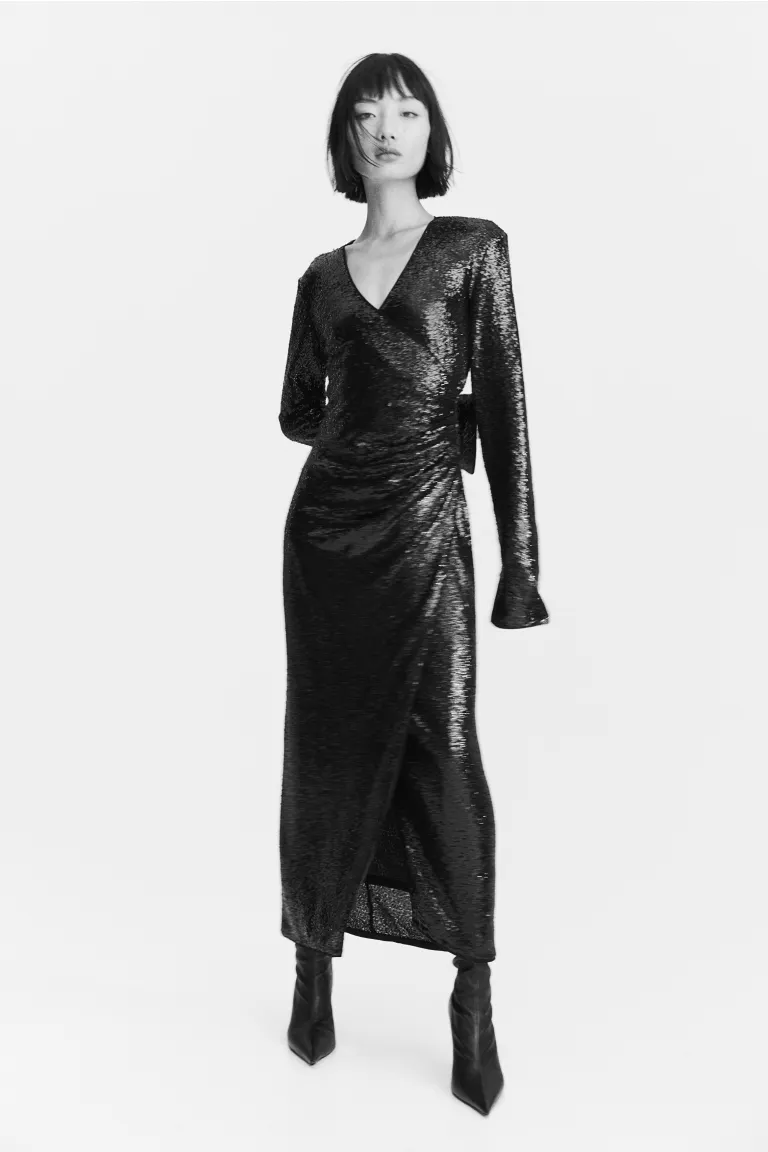Платье с пайетками H&M, черный