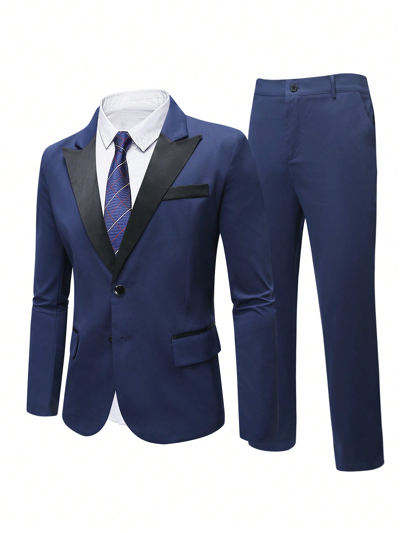 Мужской костюм больших размеров Manfinity Mode Plus Size, темно-синий мужской однотонный костюм с воротником стойкой manfinity mode черный