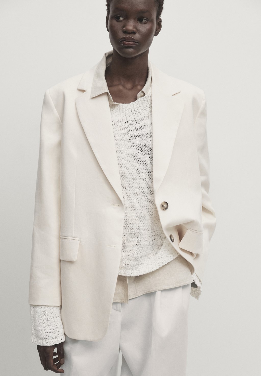 Блузка-рубашка , цвет mottled light grey Massimo Dutti