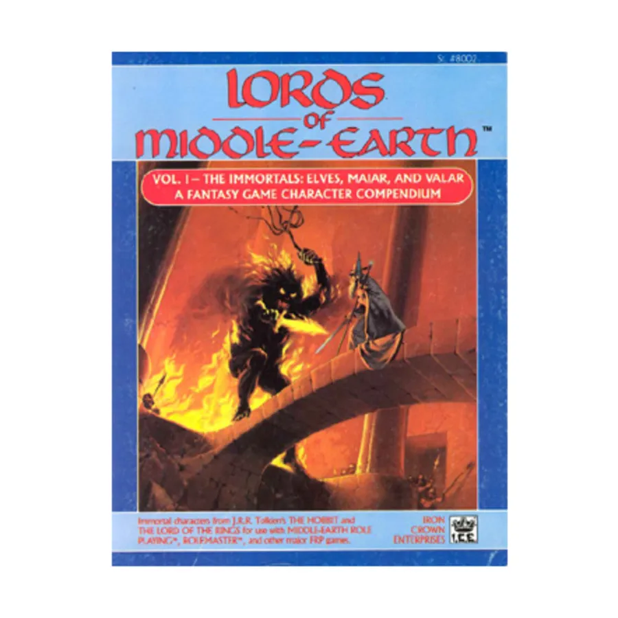 

Lords of Middle-Earth #1 - Immortals - Elves, Valar and Maiar, Middle-Earth Role Playing (MERP) (1st Edition) - Core Books & Supplements, мягкая обложка