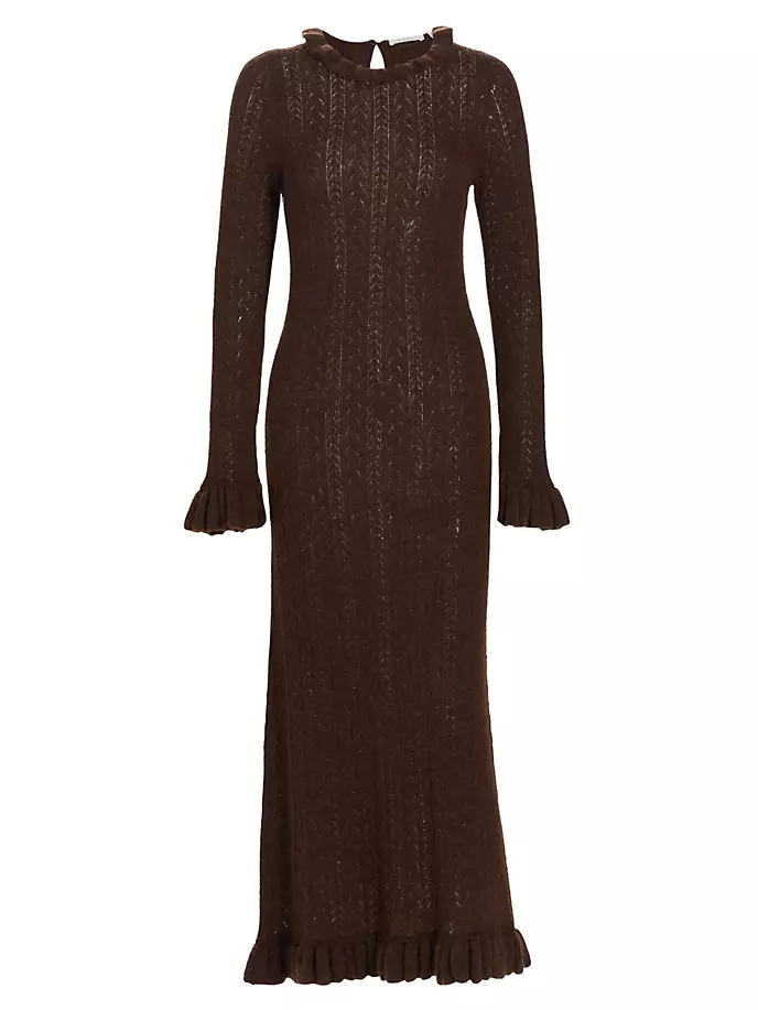 Платье-свитер макси из смесовой вязки Estella из альпаки D Ô E N, цвет dark cacoa