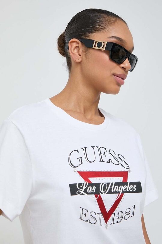 

Хлопковая футболка Guess, белый