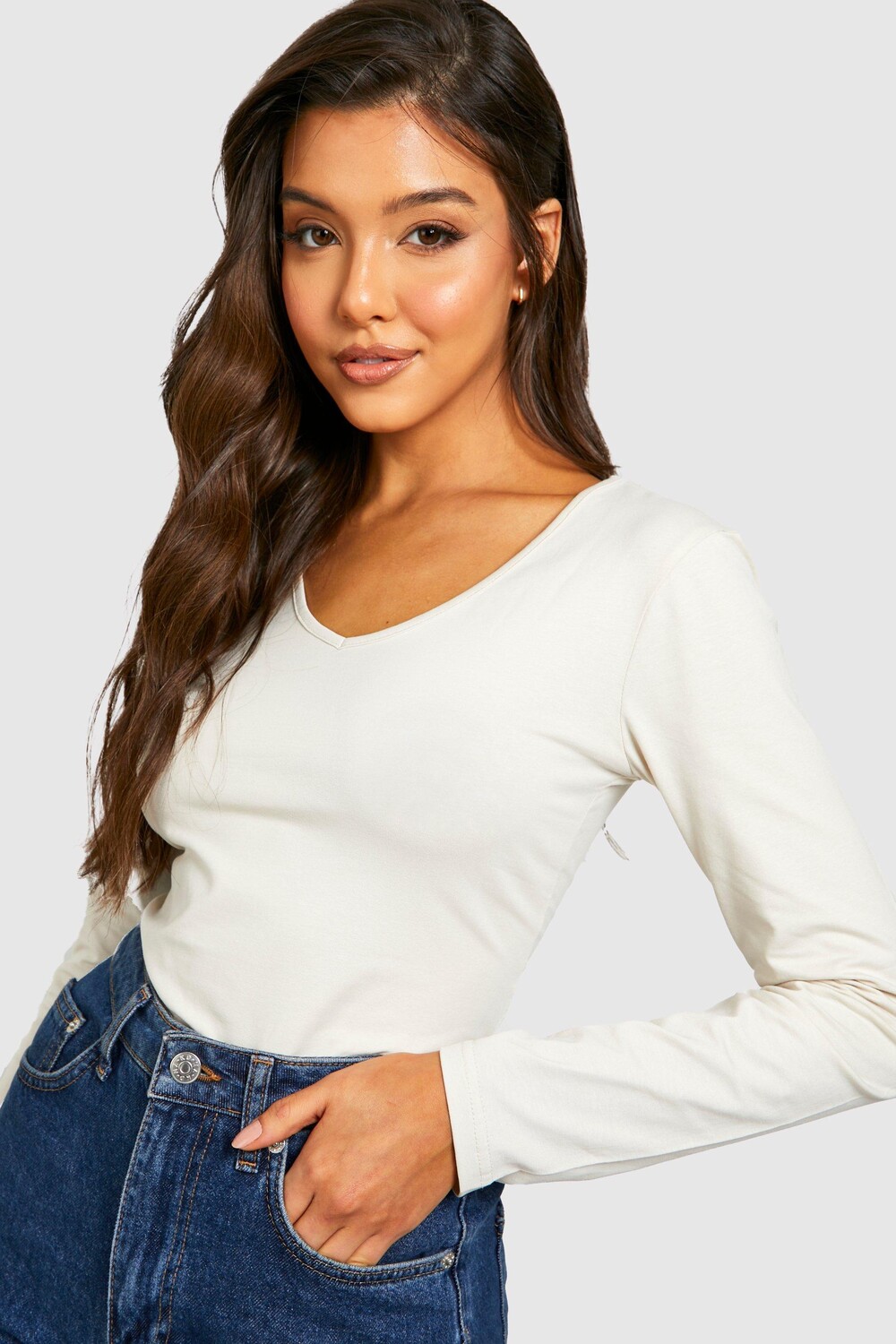 

Трикотажный топ из джерси longline Boohoo, серый
