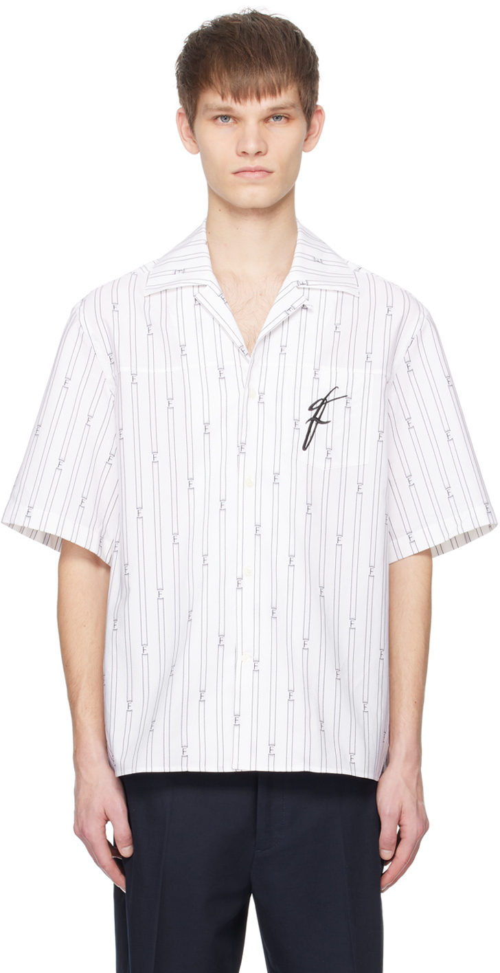 Белая рубашка с воротником-боулингом Ferragamo