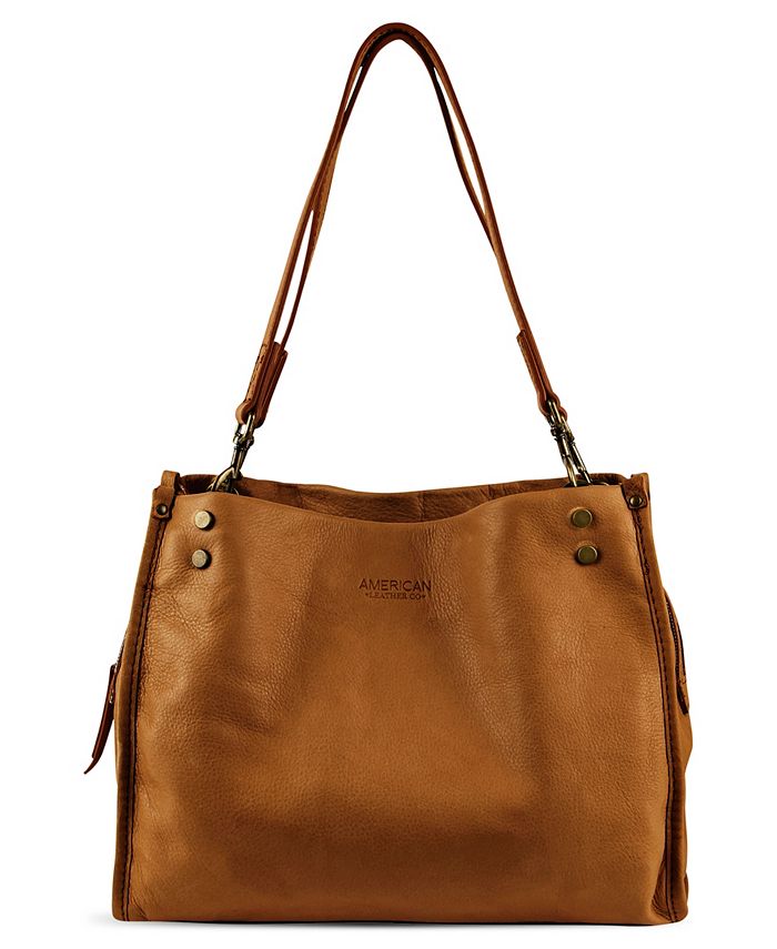 Женская сумка-саквояж Lenox с тройным входом American Leather Co., тан/бежевый цена и фото
