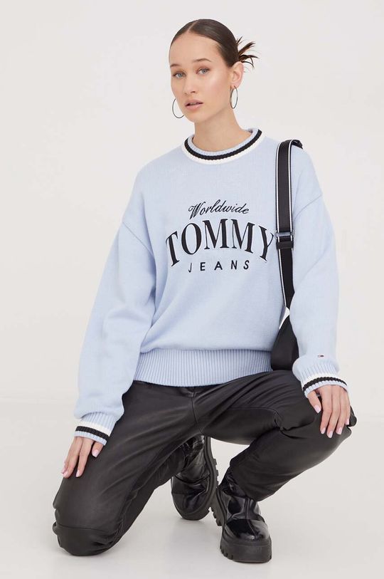 цена Хлопковый свитер Tommy Jeans, синий