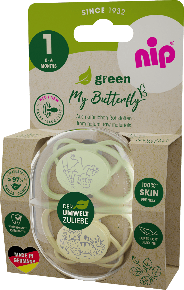 Соска зеленая My Butterfly силиконовая зеленая размер. 1 0 - 6 месяцев 2шт. Nip