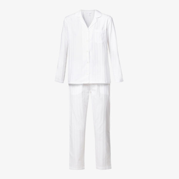 

Полосатый хлопковый пижамный комплект The White Company, белый