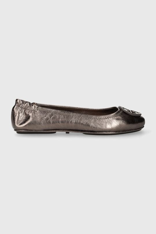 

Кожаные балетки Minnie Travel Ballet Tory Burch, серебро