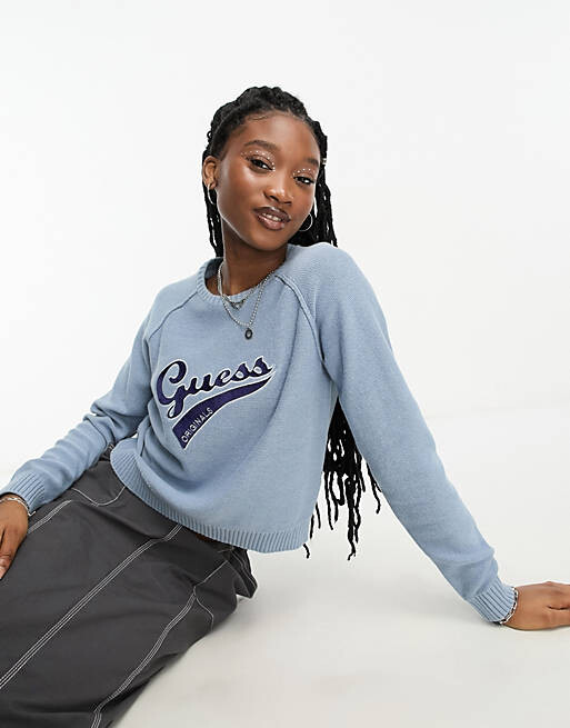 

Синий свитер с круглым вырезом Guess Originals