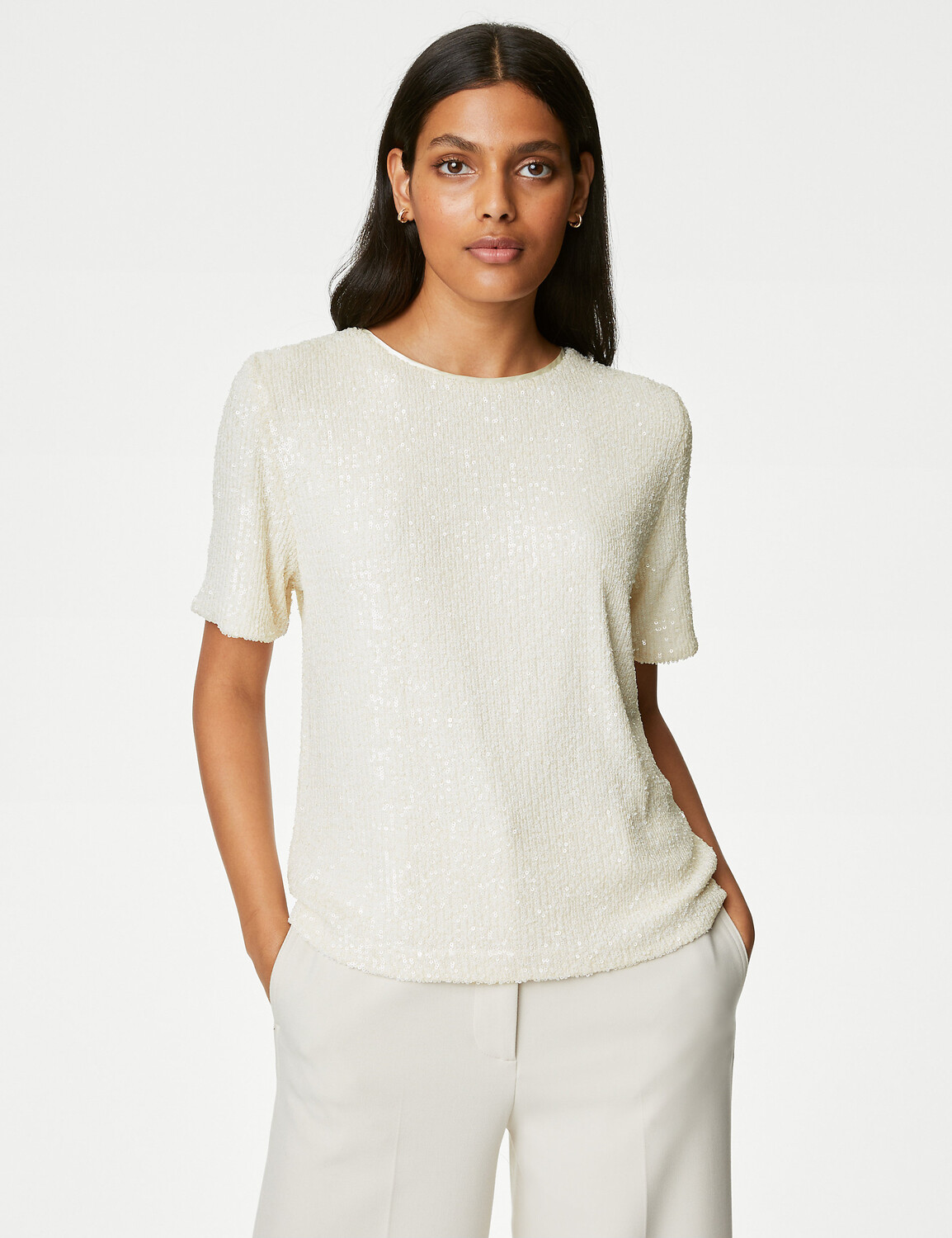 

Топ с пайетками Marks & Spencer, слоновая кость