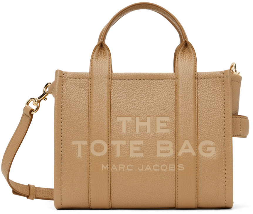 

Бежевая кожаная маленькая сумка-тоут Marc Jacobs