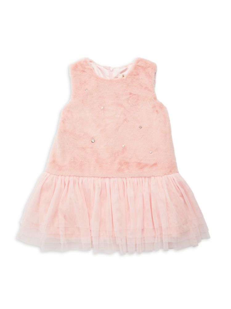 Платье из искусственного меха с украшением для маленькой девочки Doe A Dear, розовый