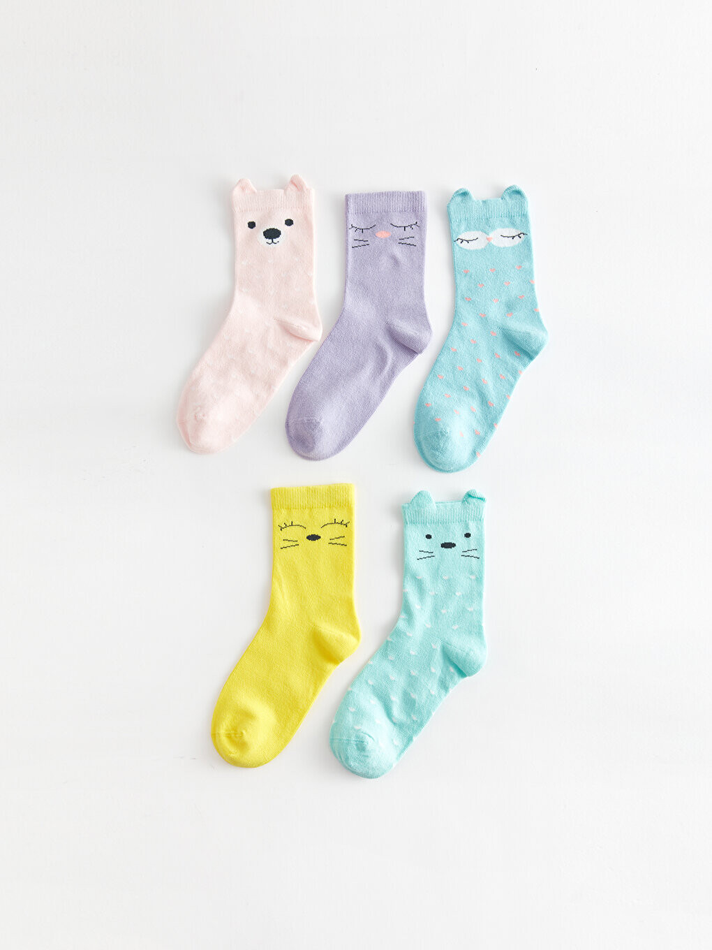 

Носки для девочек с рисунком, 5 шт. LCW Kids, смешанный