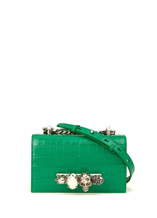 

Зеленая женская кожаная сумка mini jeweled satchel Alexander McQueen
