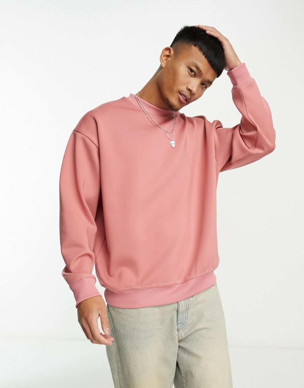 

Объемный свитшот пыльно-розового цвета с аквалангом ASOS DESIGN