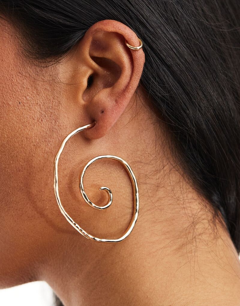 

ASOS DESIGN – Серьги-кольца в форме спирали диаметром 66 мм, золото
