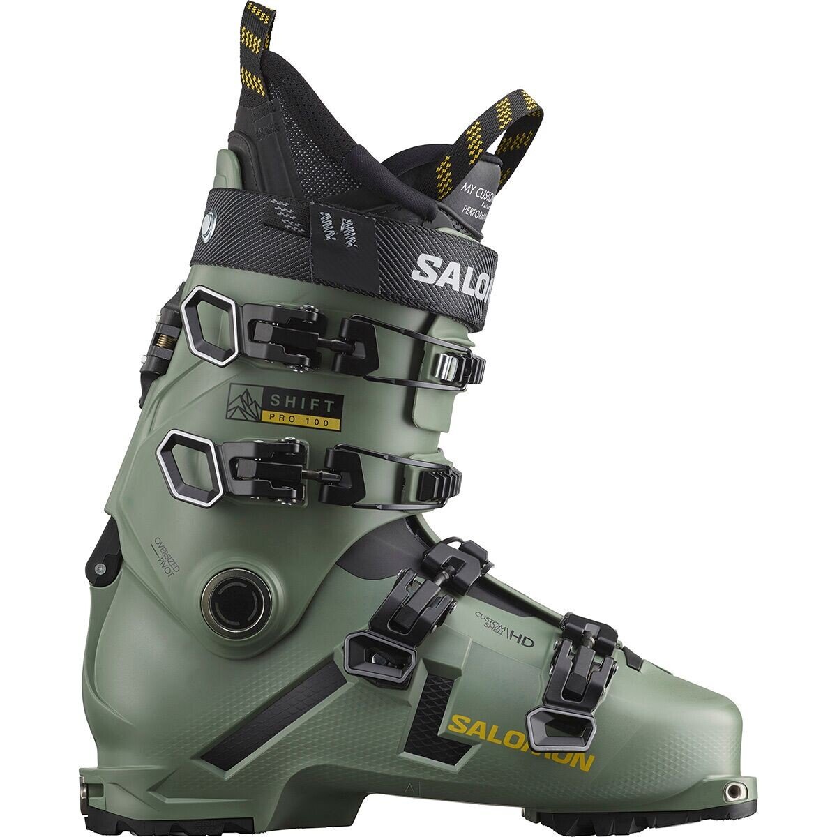 

Ботинки shift pro 100 alpine touring — 2024 г. Salomon, цвет oil/green/black/solar power