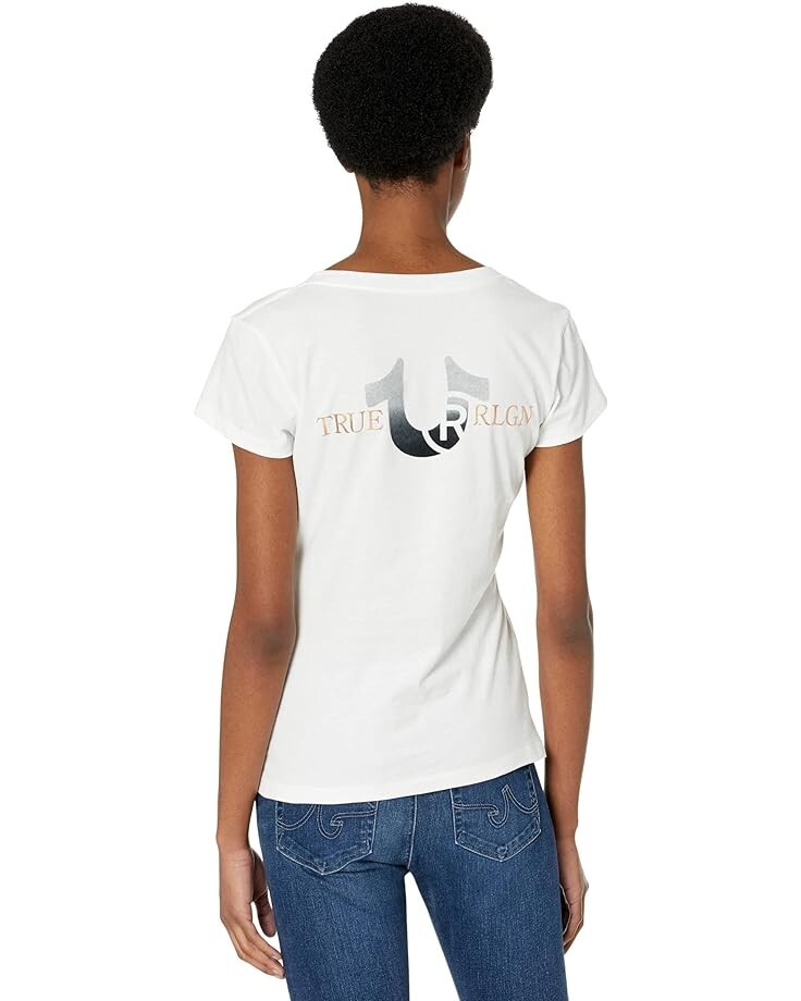 

Футболка True Religion Flocked Horseshoe V-Neck Tee, белый