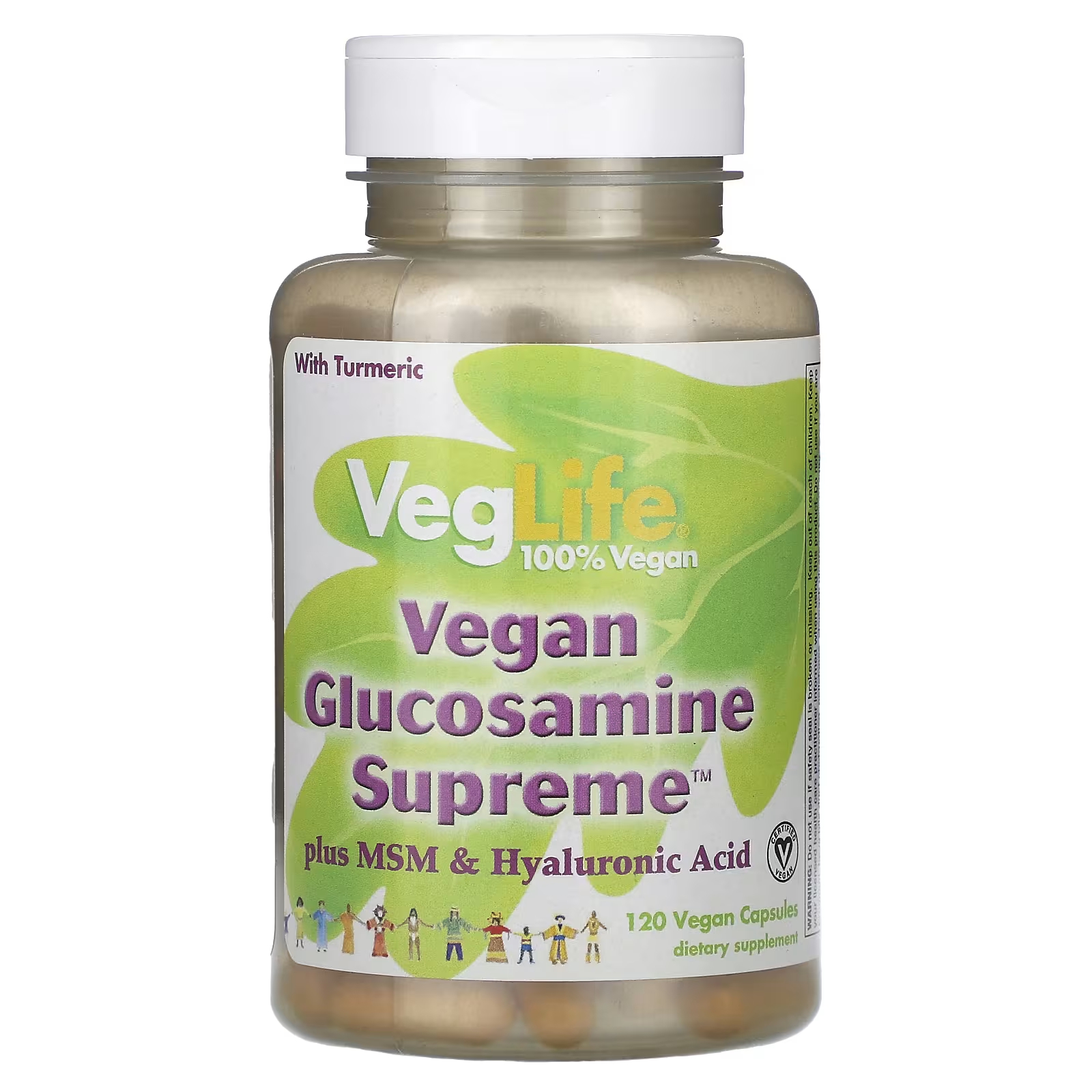 VegLife Vegan Glucosamine Supreme Plus MSM и гиалуроновая кислота, 120 веганских капсул