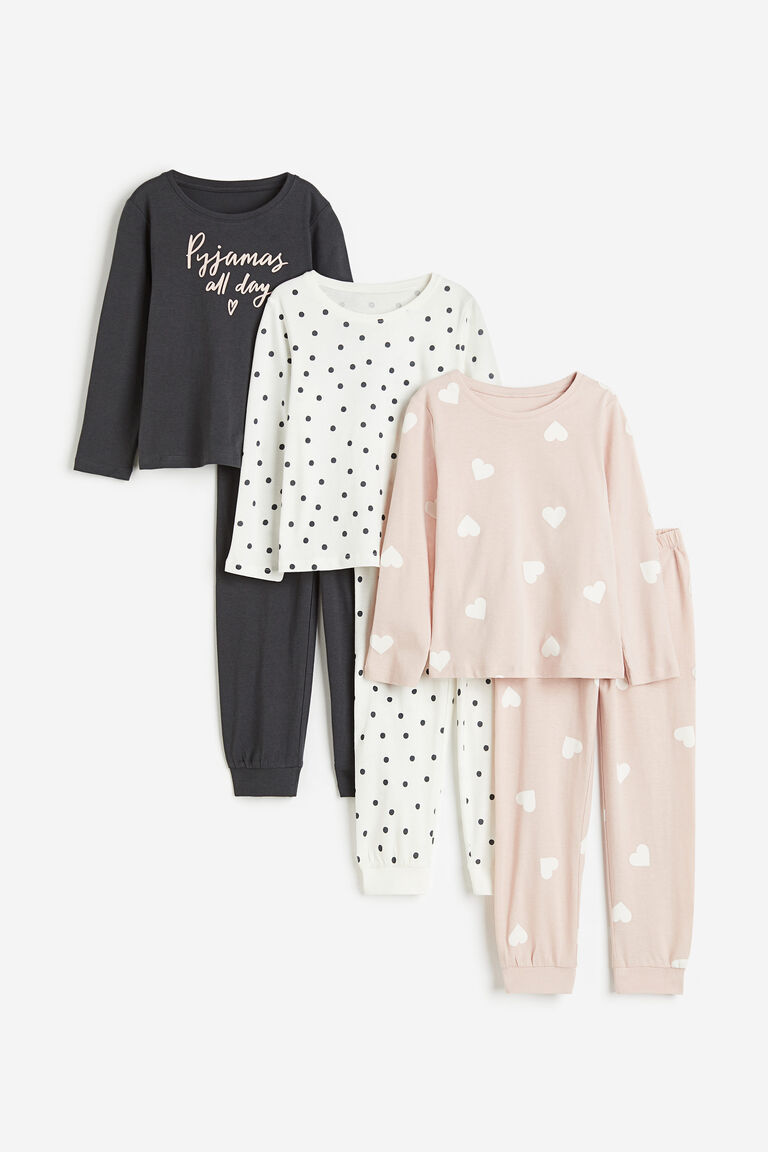 Комплект из трех пижам из джерси H&M, розовый комплект из трех пижам с шортами из джерси 2 года 86 см другие