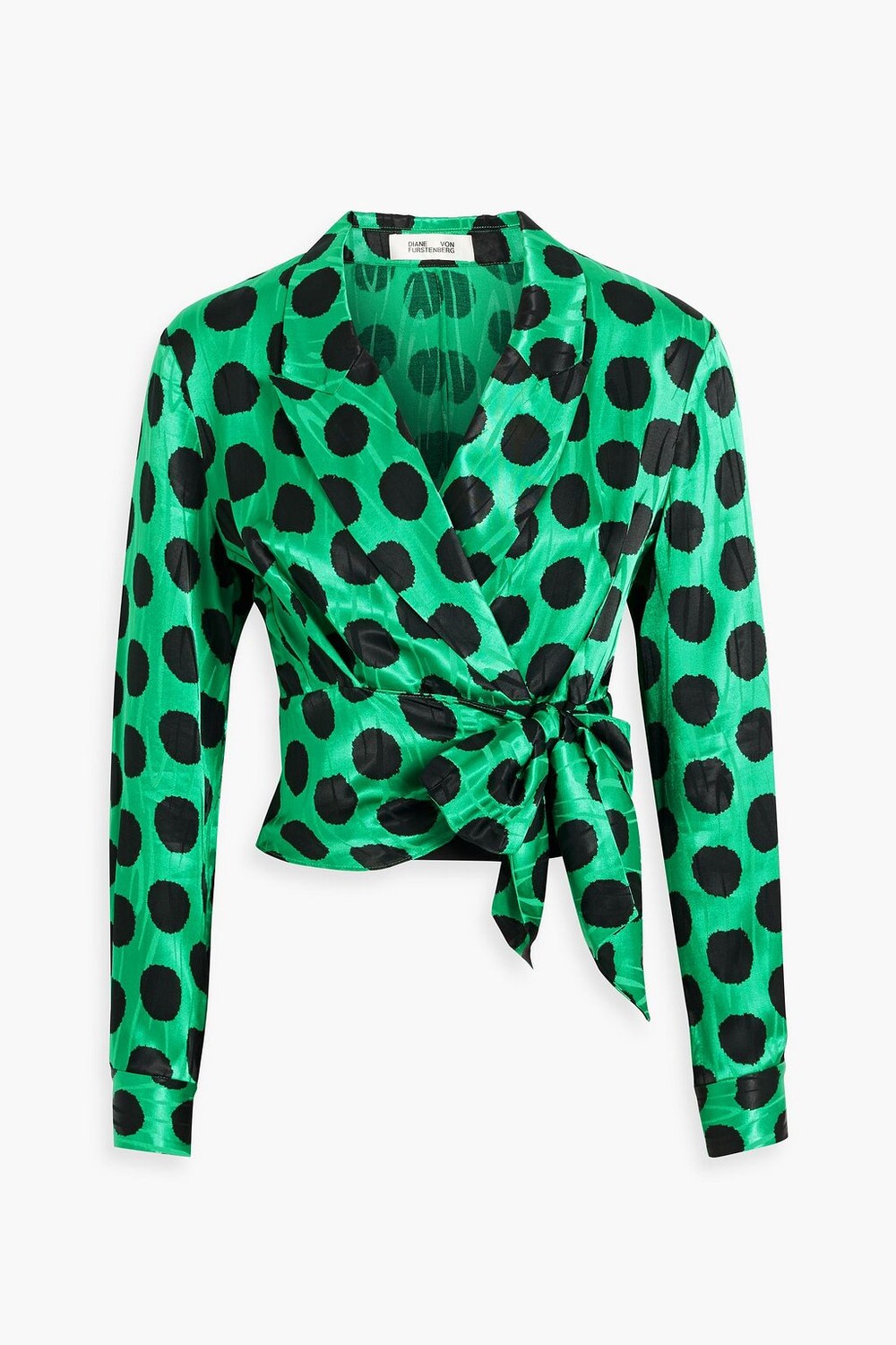 

Блузка Vera из атласного жаккарда с запахом в горошек DIANE VON FURSTENBERG, зеленый
