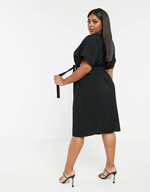 

Черное платье миди с запахом ASOS DESIGN Curve, Черный