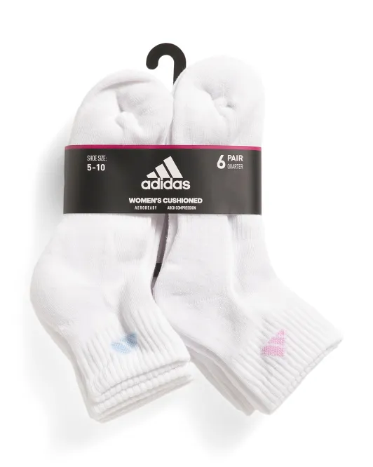 

6 пар спортивных носков с мягкой подкладкой Adidas, белый/синий