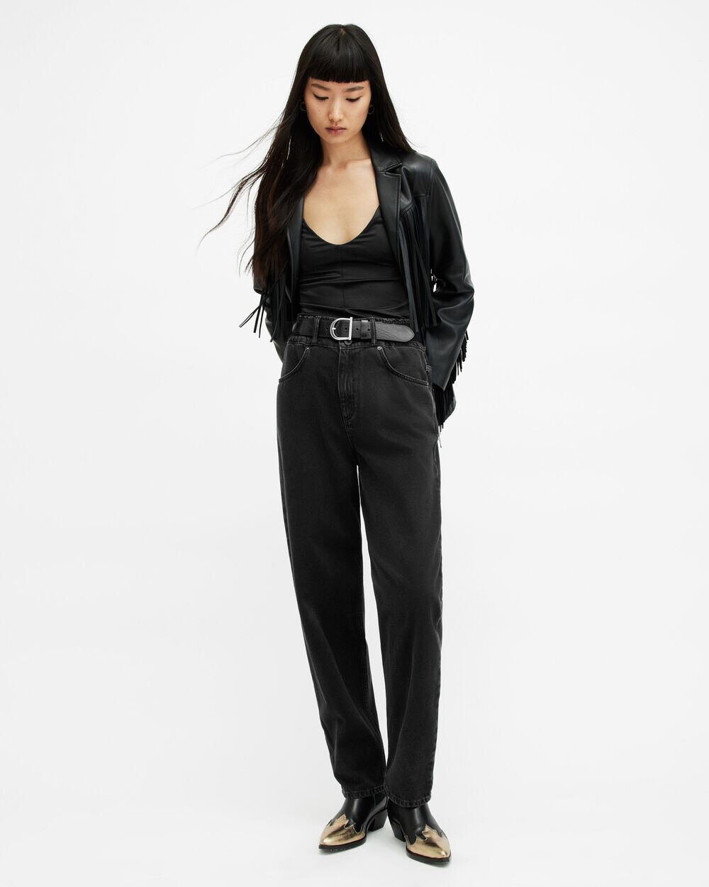

Джинсы Hailey полной длины из денима AllSaints, черный
