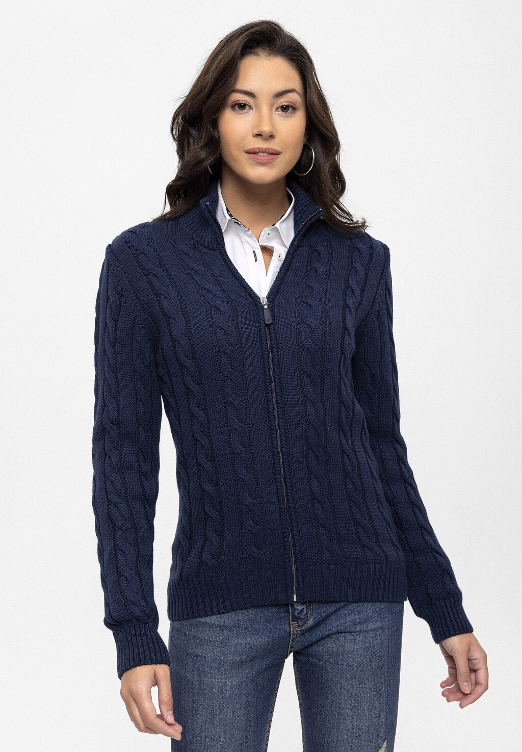 

Кардиган Cable Full Zipper Felix Hardy, цвет dark blue