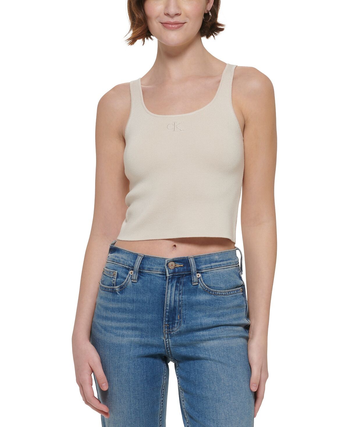 

Женская укороченная майка с вышитым логотипом Calvin Klein Jeans