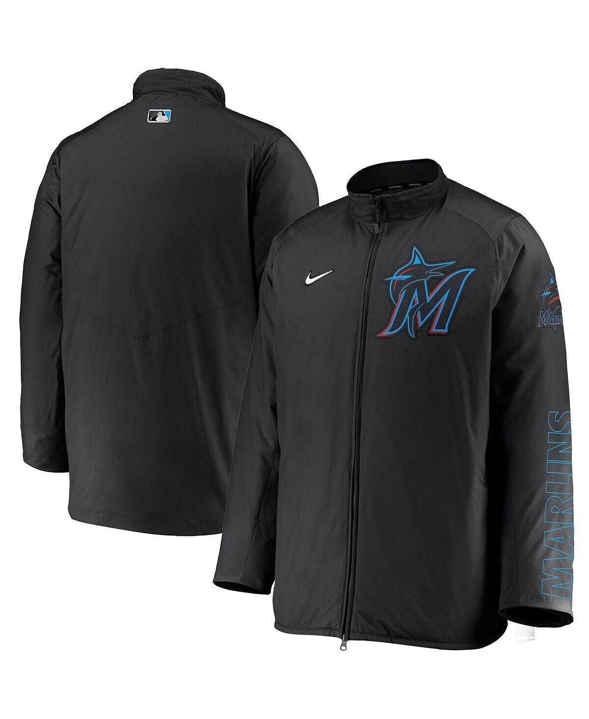 

Мужская черная куртка с молнией во всю длину Miami Marlins Authentic Collection Team Dugout Nike