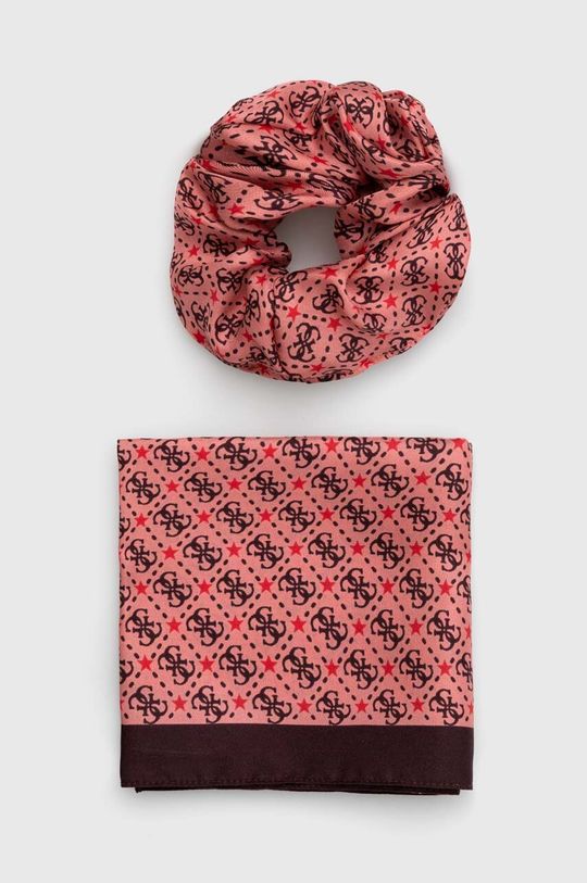 цена Шелковый шарф Guess, розовый