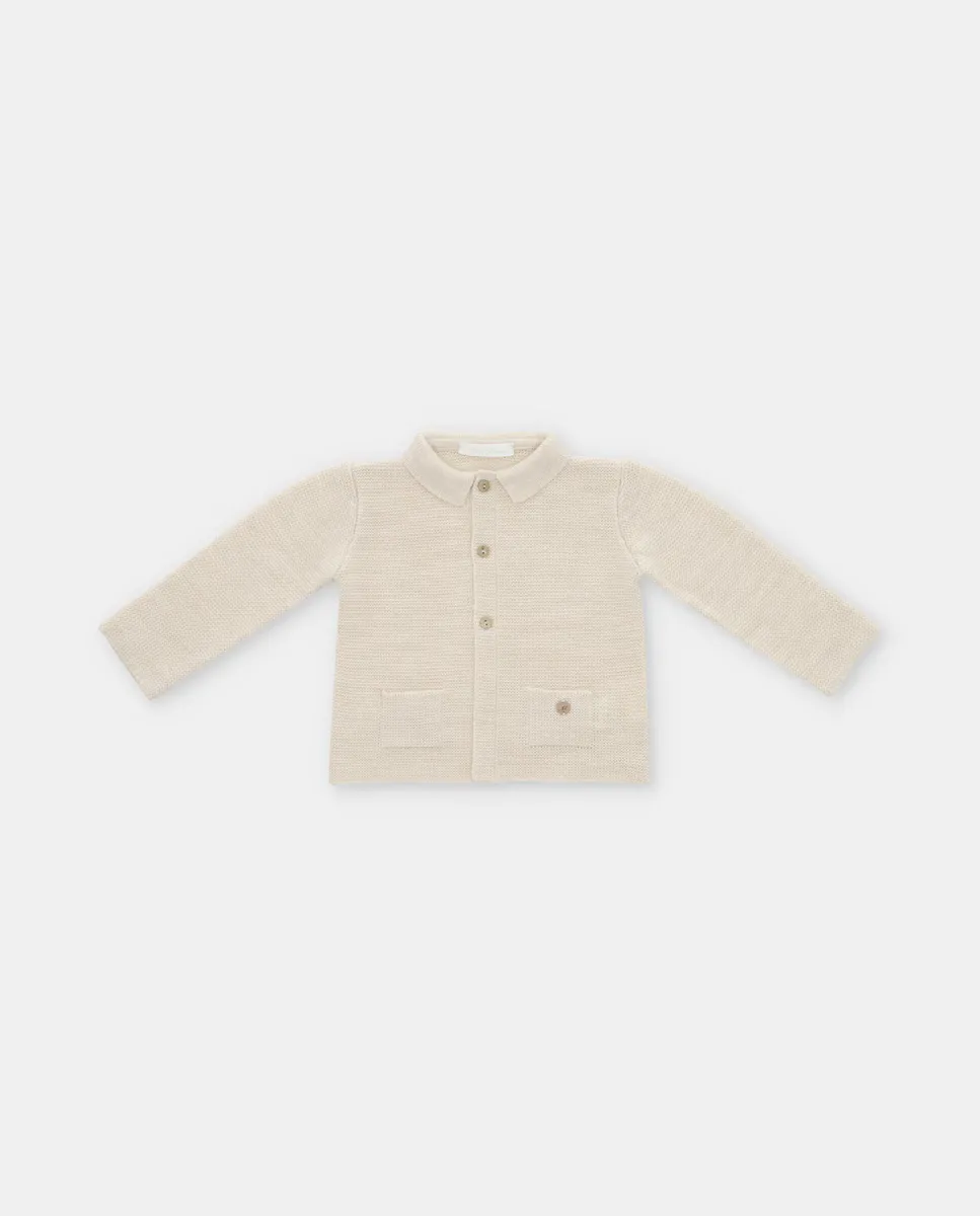 

Трикотажная куртка для мальчика с воротником и карманами Martín Aranda, светло-коричневый