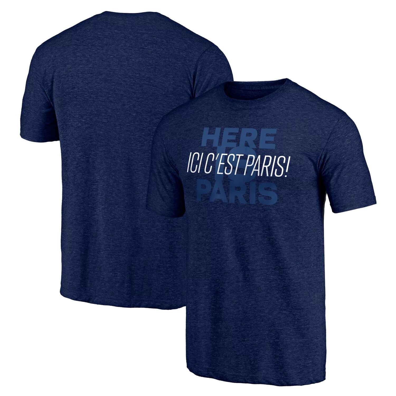 

Мужская темно-синяя футболка с фирменным рисунком Paris Saint-Germain Statement Tri-Blend Fanatics, Синий