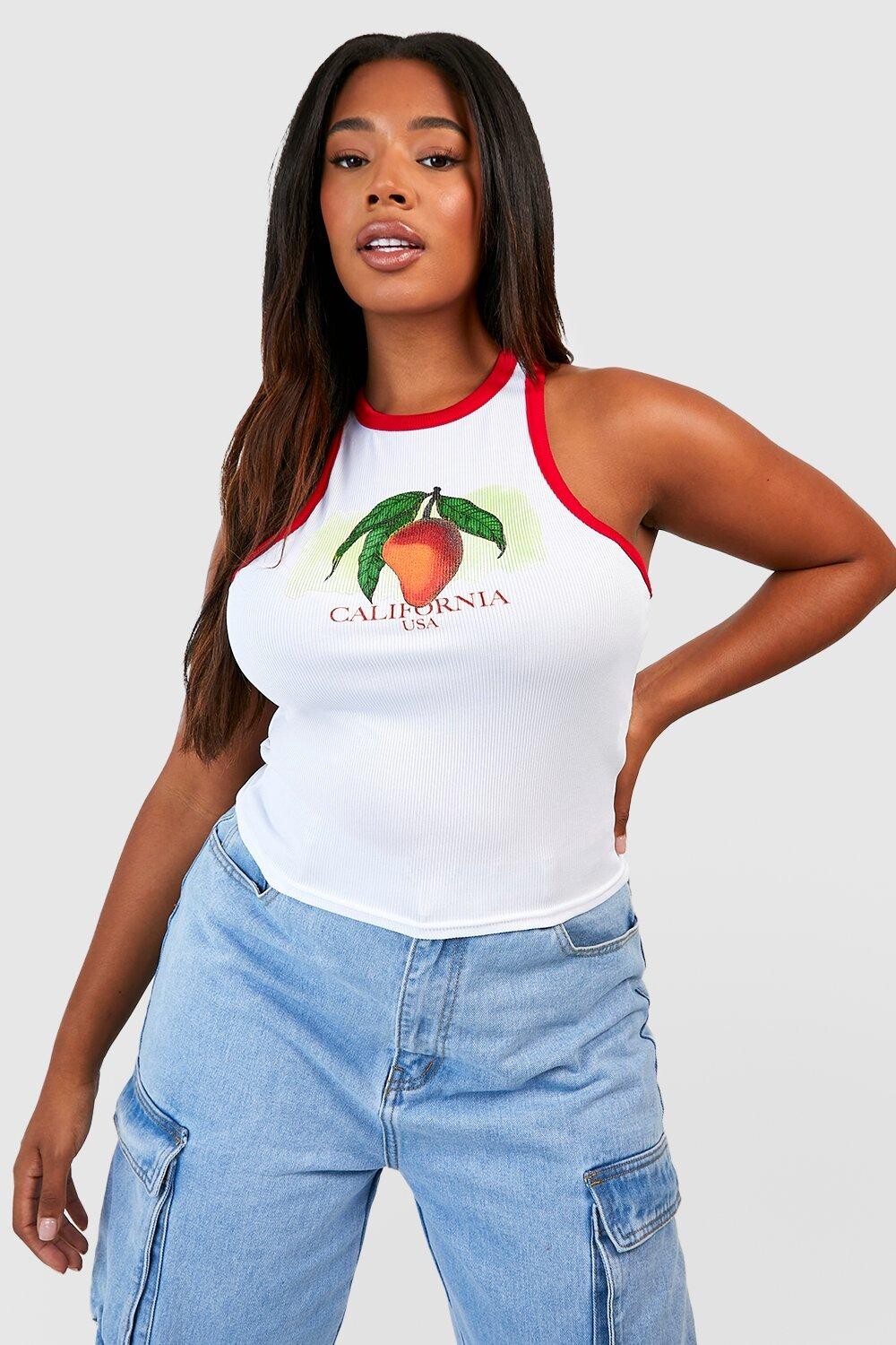 

Майка plus california fruit racer Boohoo, белый