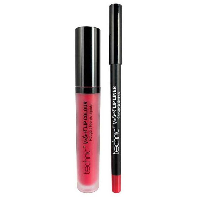 цена Набор косметики Velvet Lip Kit Perfilador de Labios + Labial Líquido Technic, Tea Rose