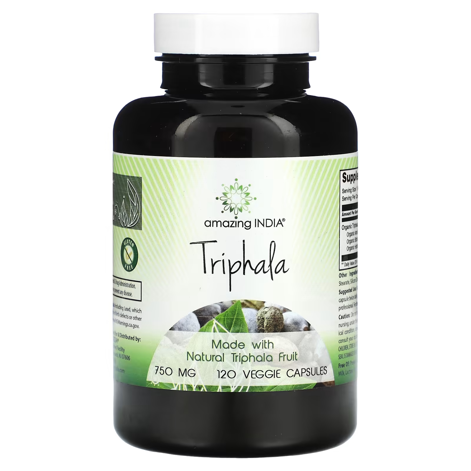 Трифала Amazing India, 750 мг, 120 растительных капсул organic india трифала 90 растительных капсул