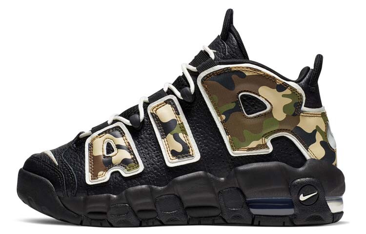 

Женские винтажные баскетбольные кроссовки Nike Air More Uptempo (Gs), черный/светлый, британский коричневый, спаржа