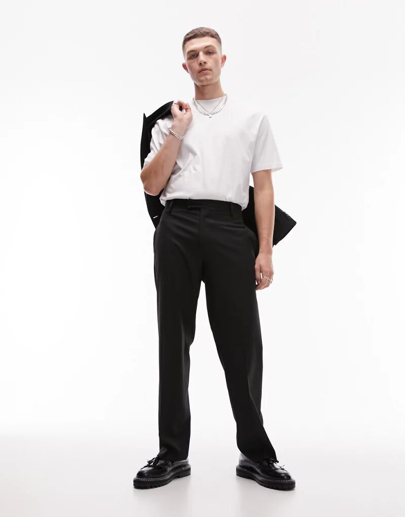 цена Topman – элегантные брюки черного цвета широкого кроя