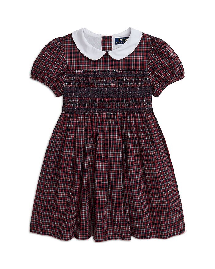 

Хлопковое платье в клетку с присборами для девочек Polo Ralph Lauren – Little Kid, мультиколор