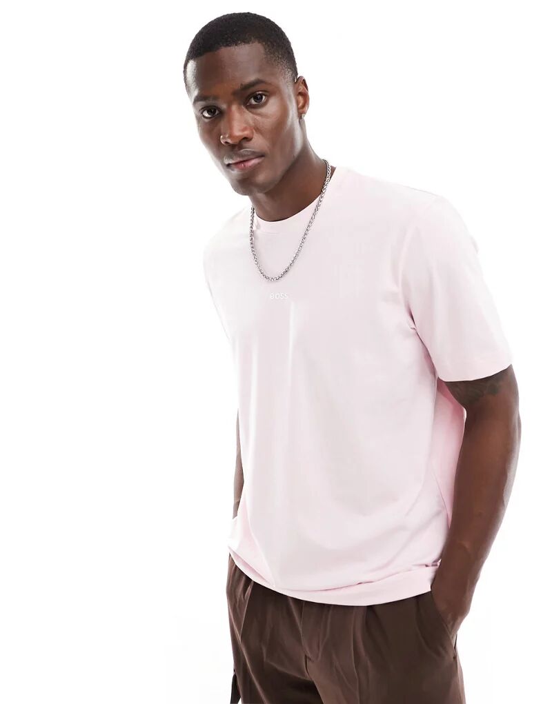 Розовая футболка свободного кроя с логотипом BOSS Orange Tchup кроссовки boss titanium runn light pastel grey