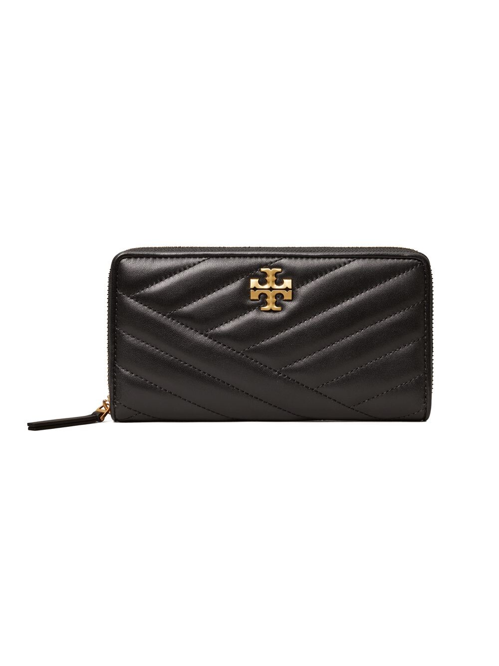 

Стеганый кожаный кошелек Kira Chevron Continental Tory Burch, черный