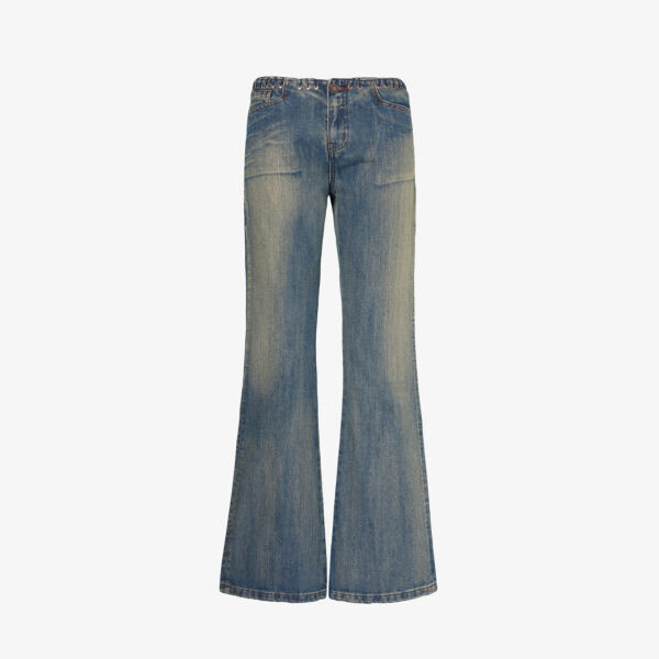 

Джинсы с заниженной талией и эффектом потертости whipstitch Jaded London, синий
