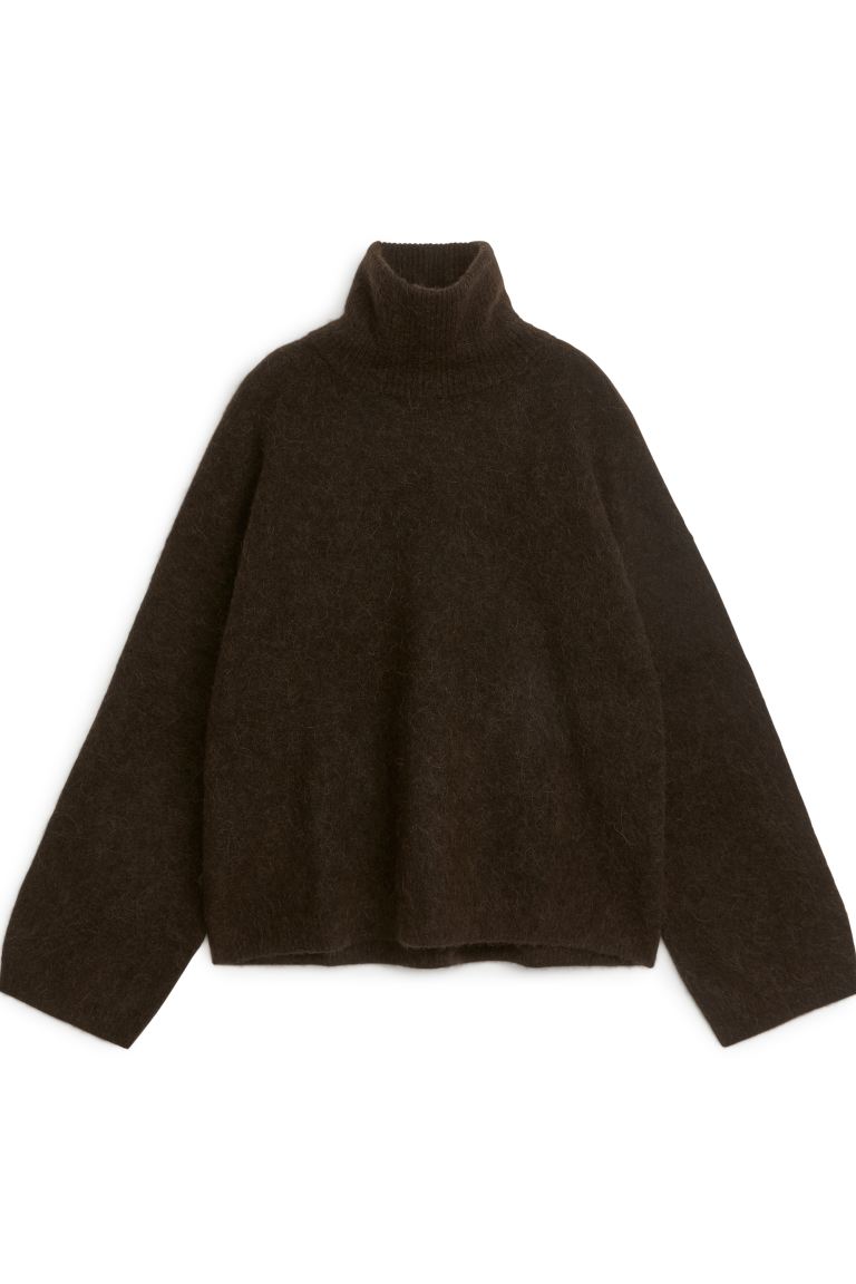 Свитер-Водолазка из шерсти и шерсти альпаки Arket, коричневый свитер pompa длинный рукав полуприлегающий силуэт вязаный размер 48 коричневый