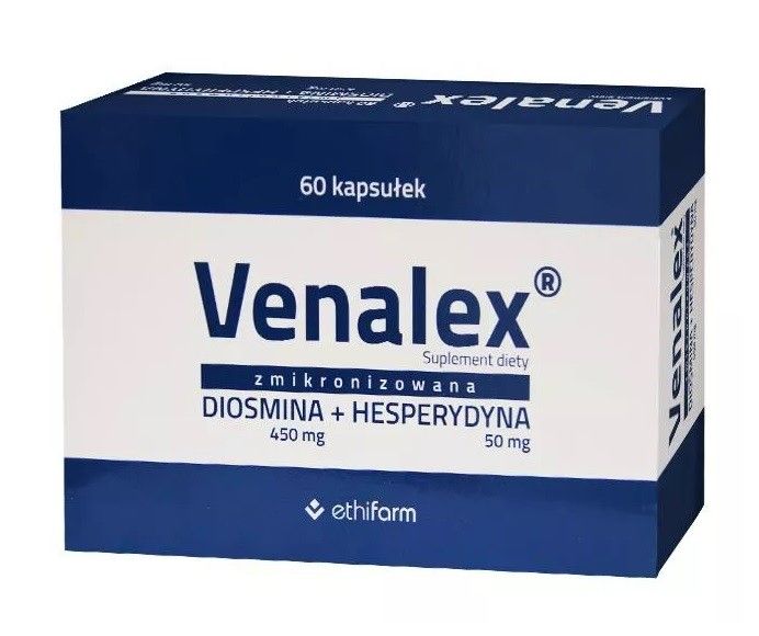 Препарат, поддерживающий систему кровообращения Venalex Kapsułki, 60 шт диосмин и гесперидин таб п о 1000мг 30 бад