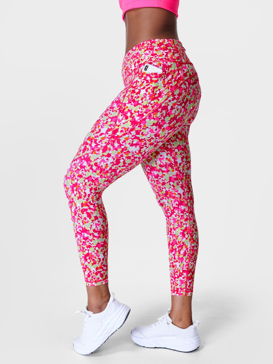 

Леггинсы для спортзала Sweaty Betty Power 7/8, розовый принт Dab